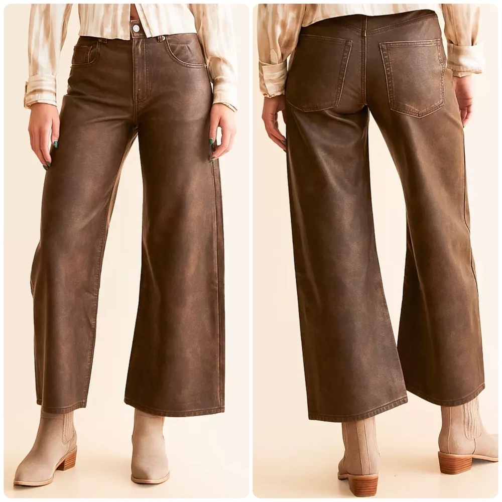 New! We The Free x Free People Misha Brown Barrel Balloon Wide Leg Pants🤎 26 NWT - Picture 2 of 14